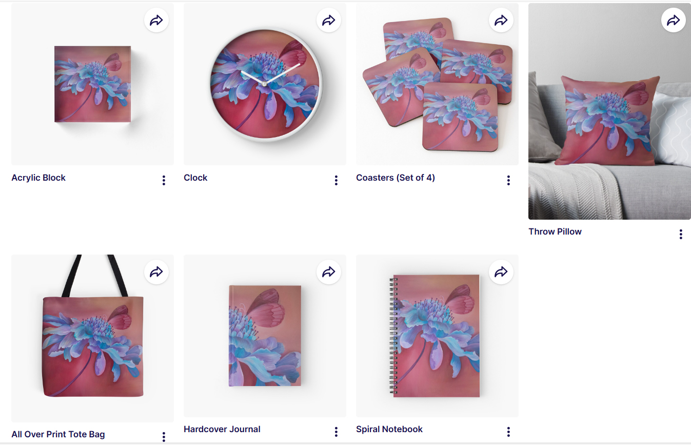 Wildflower  design on clock, bags, notebooks